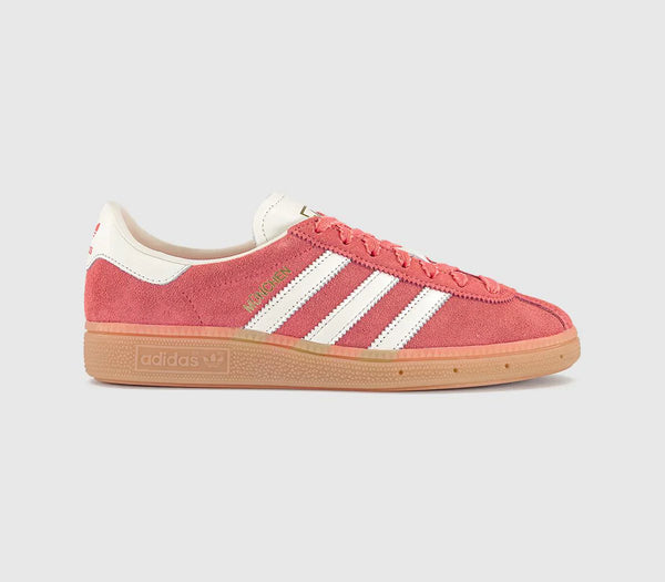 adidas Munchen Trainers Semi Flash Red Off White Gum UK Size 4