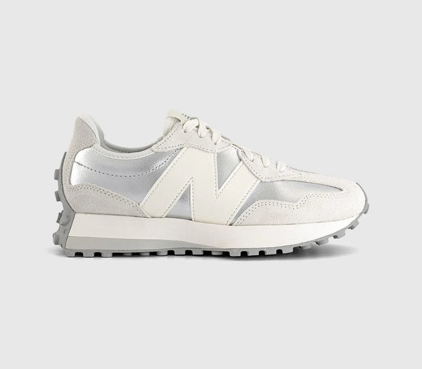 New Balance 327 Trainers Silver Metallic White UK Size 6
