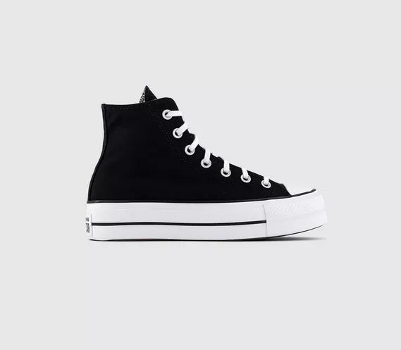 Converse All Star Lift Hi Platform Trainers Black White UK Size 4.5