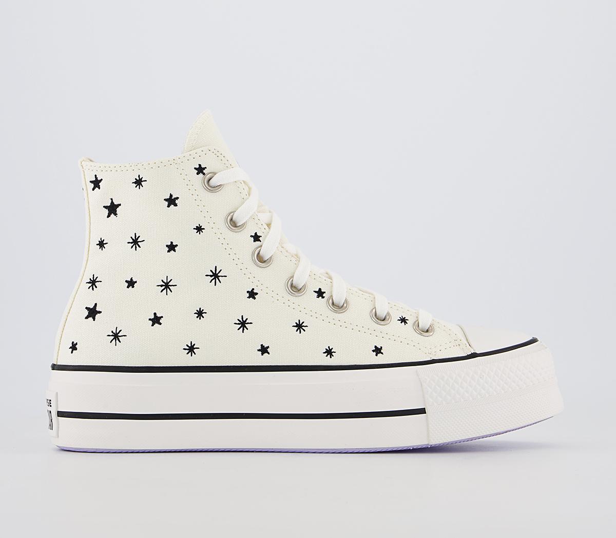 Odd Sizes -  Converse All Star Lift Hi Egret Black Moonstone Violet Crystal - UK Sizes Right 4.5/Left 4