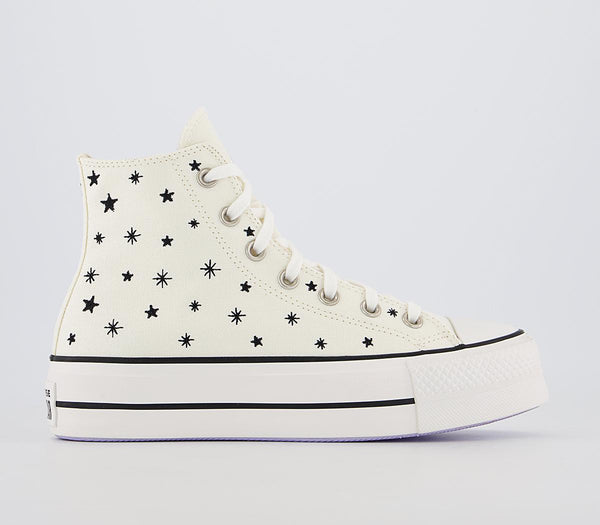 Odd Sizes -  Converse All Star Lift Hi Egret Black Moonstone Violet Crystal - UK Sizes Right 4.5/Left 4