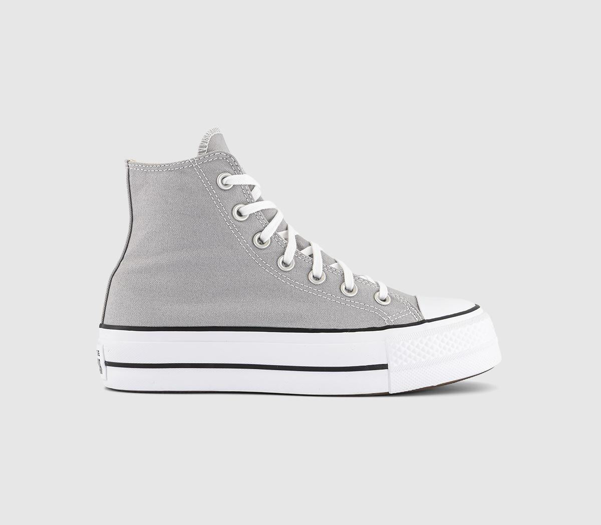 Converse All Star Lift Hi Platform Trainers Grey Area White Black - OFFCUTS SHOES by OFFICE