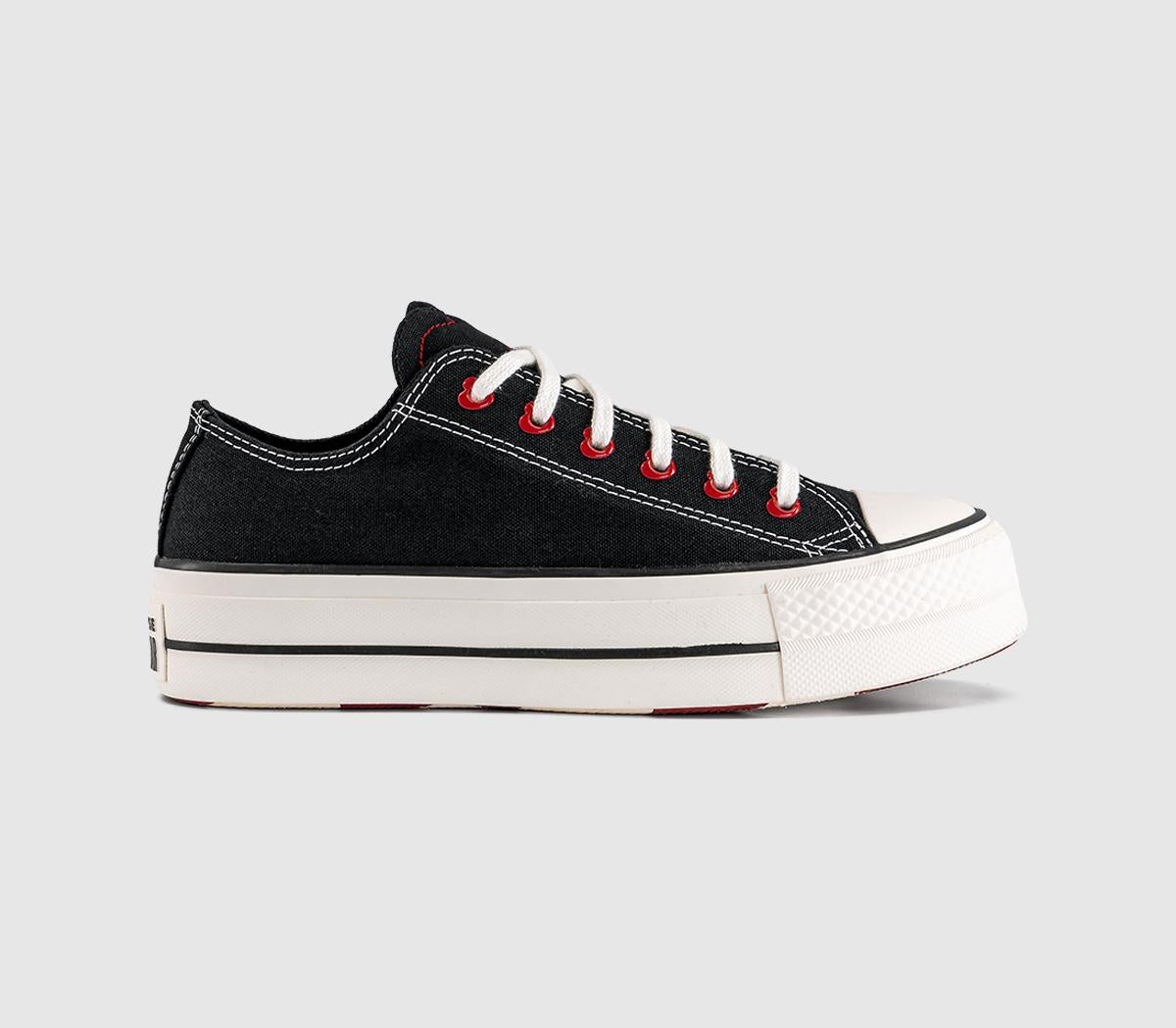 Converse All Star Lift Low Trainers Heart Black Egret