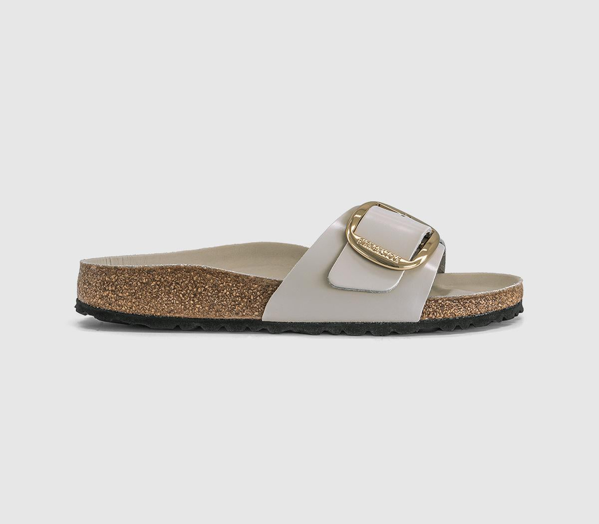 Womens BIRKENSTOCK Madrid Big Buckle Sandals Oyster Leather High Shine
