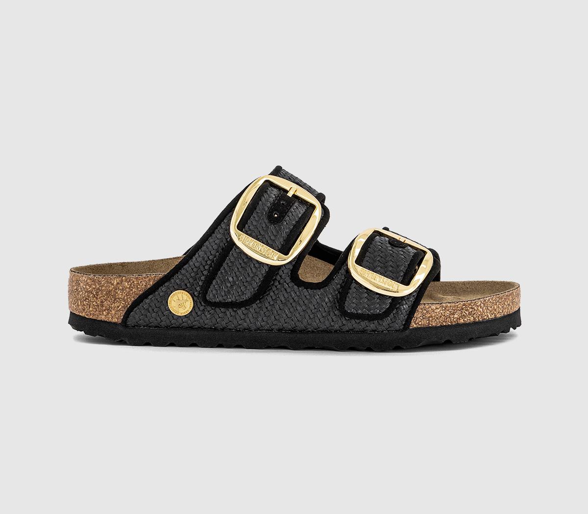 Womens BIRKENSTOCK Arizona Big Buckle Sandals Raffia Black - OFFCUTS SHOES by OFFICE