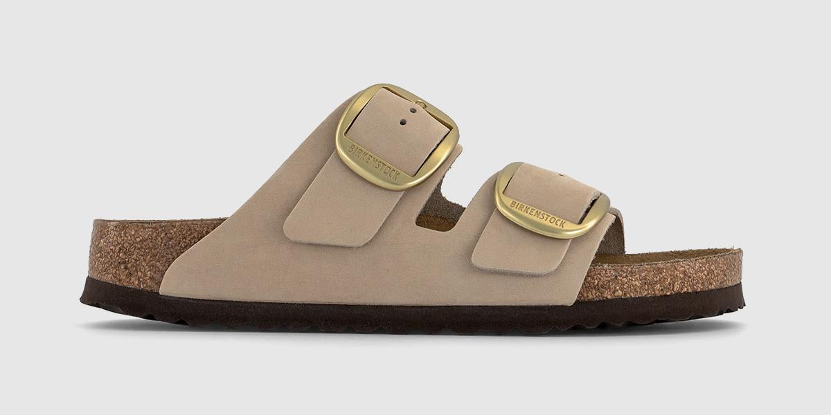 Womens BIRKENSTOCK Arizona Big Buckle Sandals Sandcastle Nubuck