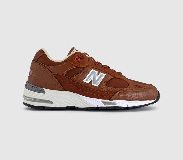 New Balance 991 Trainers Burnt Orange Silver White