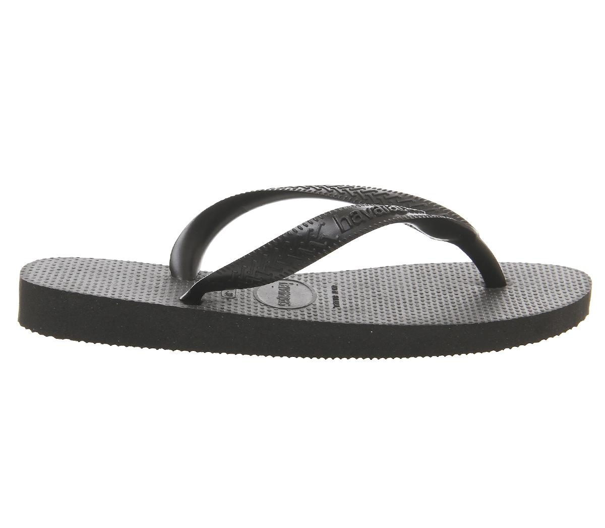 Kids Havaianas Top Flip Flops Black