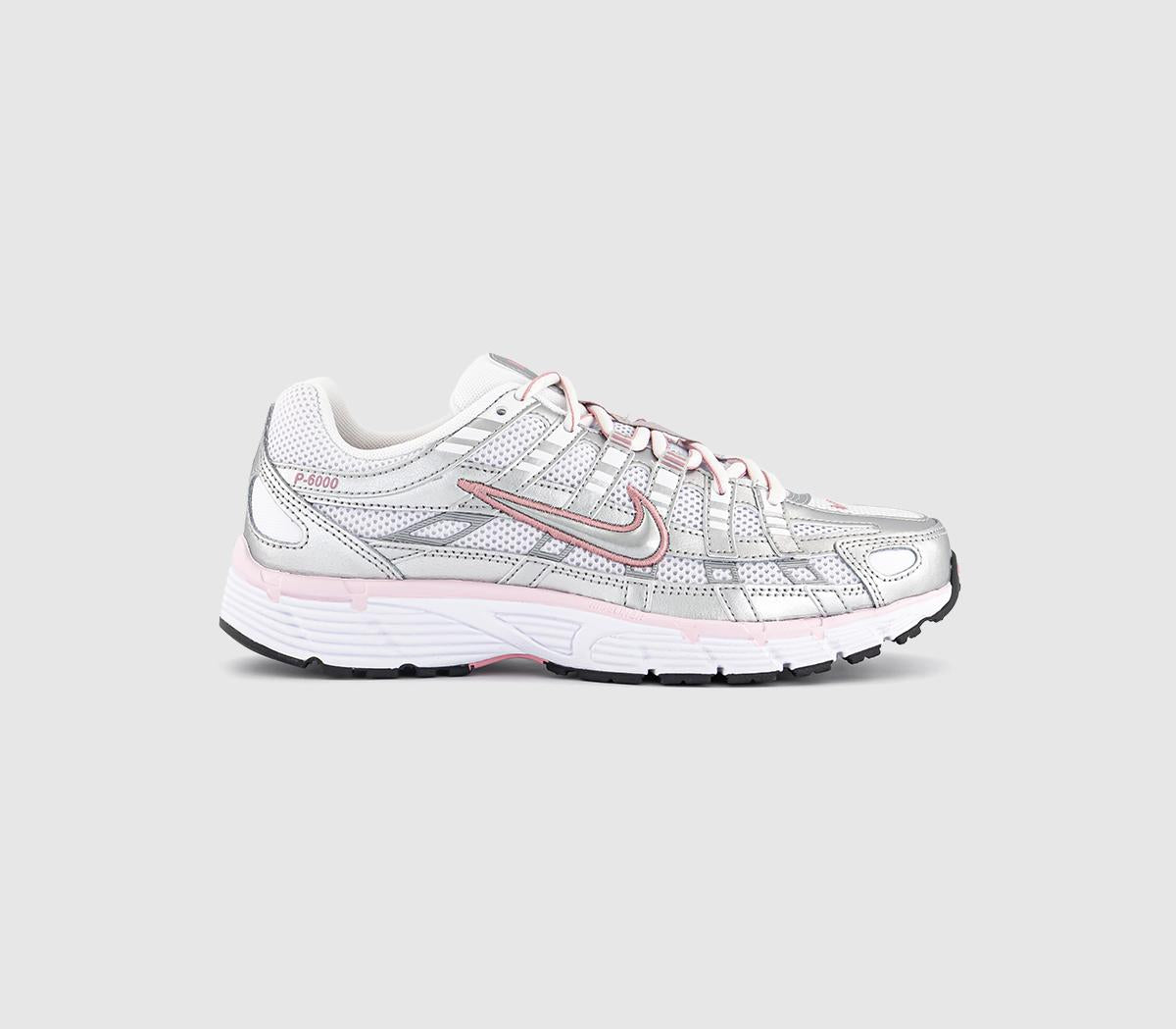 Nike P-6000 Trainers White Metallic Silver Elemental Pink UK Size 9