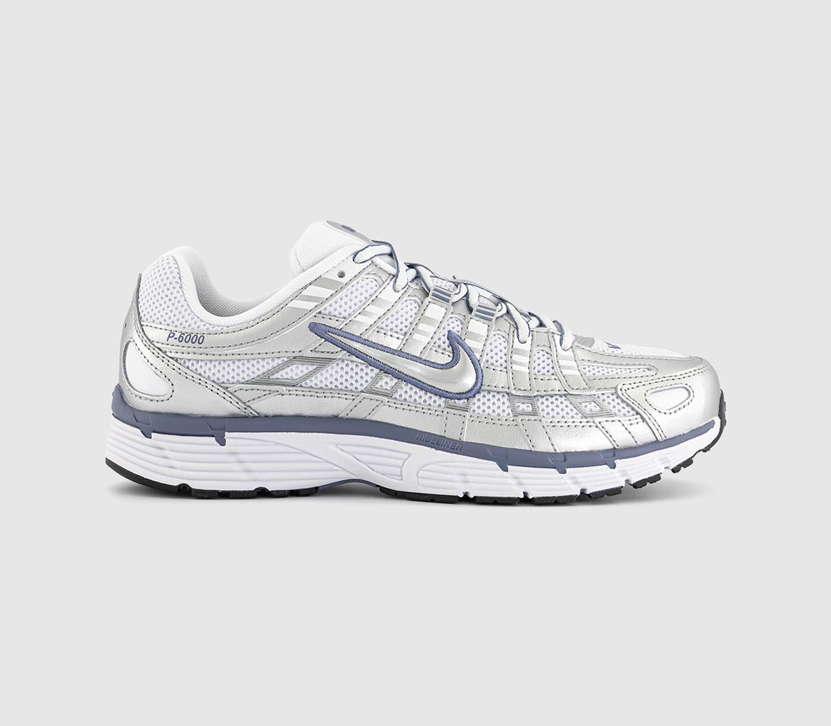 Nike P-6000 Trainers Metallic Silver World Indigo White Black