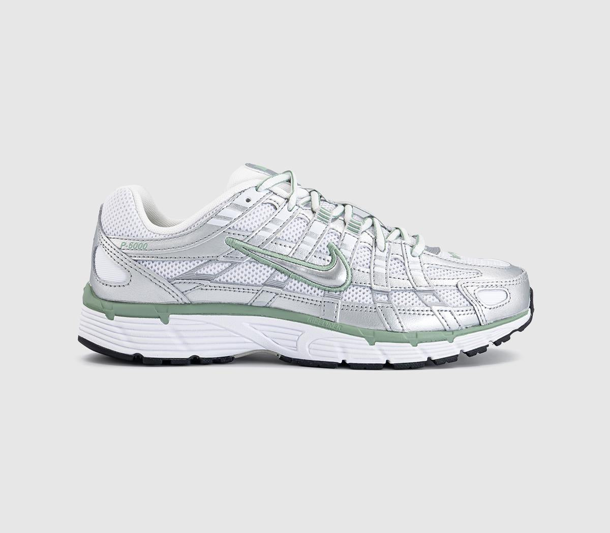Nike P-6000 Trainers Metallic Silver Steam White Black UK Size 7