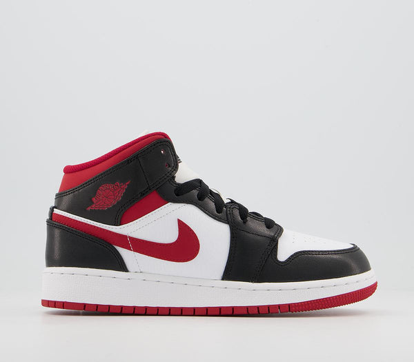 Kids Jordan Jordan 1 Mid Gs Trainers White Gym Red Black