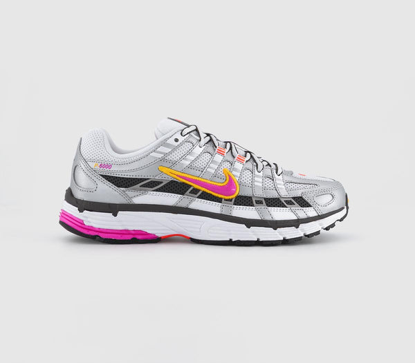 Nike P6000 Trainers White Laser Fuchsia Metallic Platinum