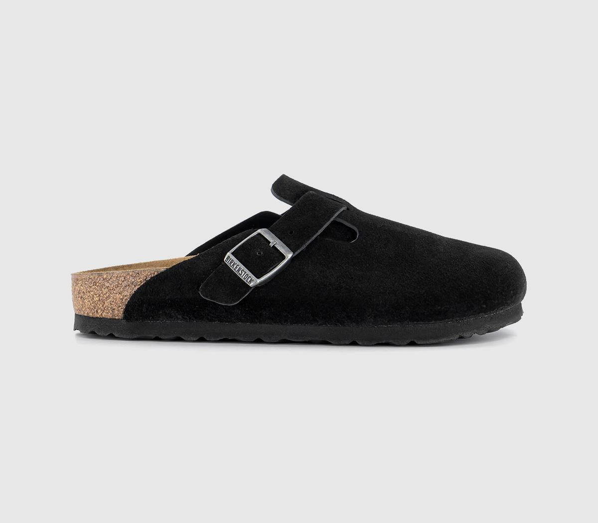 Womens Birkenstock Boston Clogs Black Suede