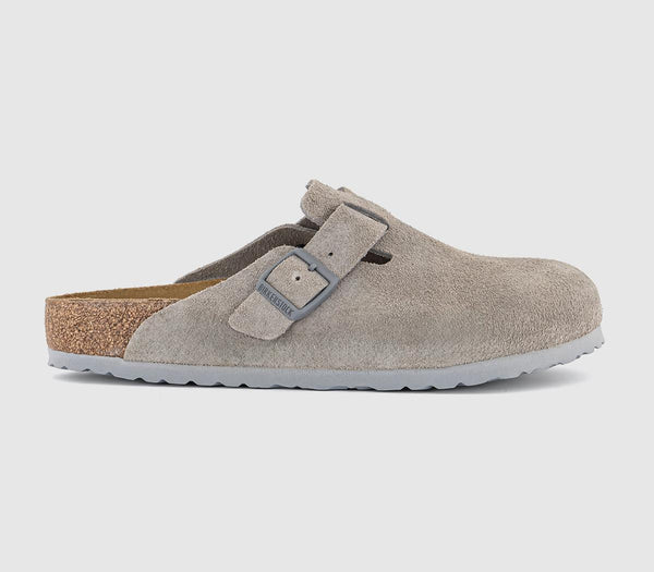 Womens Birkenstock Boston Clogs Stone Coin Suede