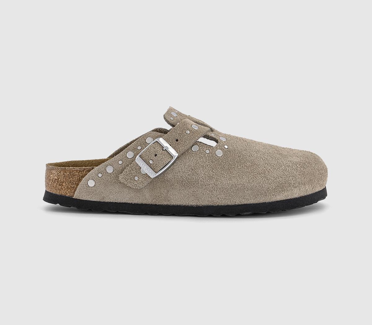 Womens BIRKENSTOCK Boston Clogs Taupe Rivet