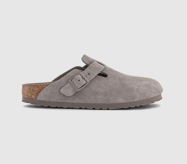 Womens Birkenstock Boston Clogs Gray Taupe Suede Uk Size 5.5