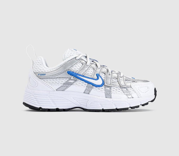 Kids Nike P-6000 Youth Trainers White Blue Crystal Metallic Silver UK Size 12 youth
