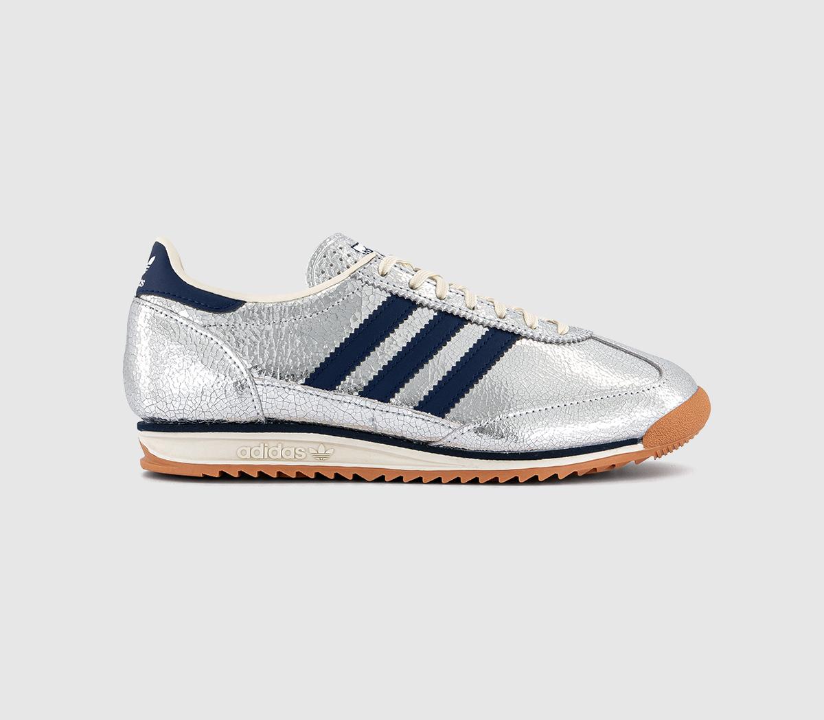 Odd Sizes -  adidas SL72 Silver Metallic Collegiate Navy Off White - UK Sizes Right 4.5/Left 4