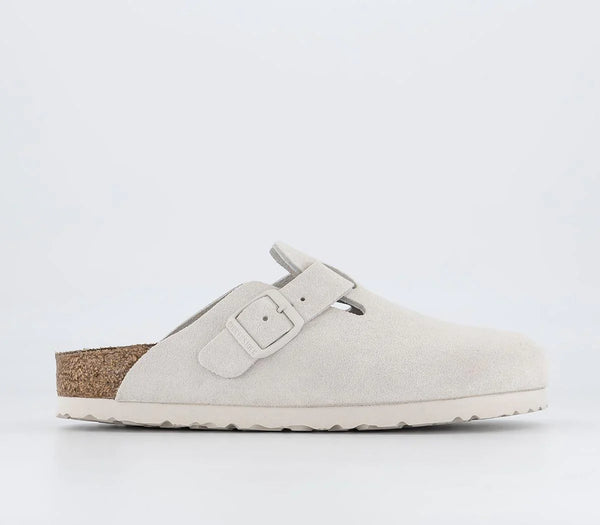 Womens BIRKENSTOCK Boston Clogs Antique White Suede UK Size 7 EU40