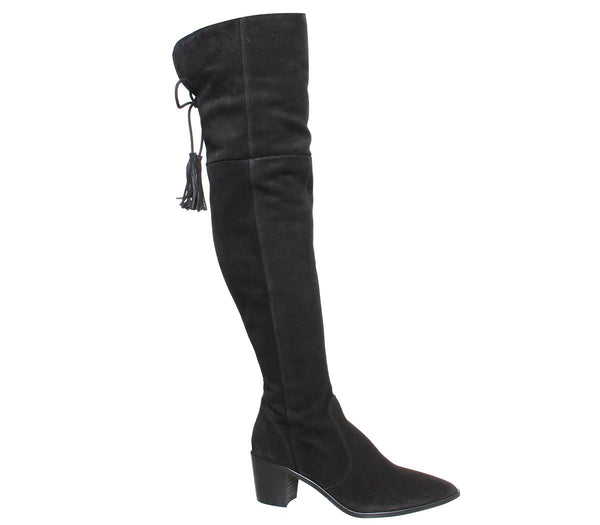 Womens Office Krescent Over The Knee Western Boot Black Suede