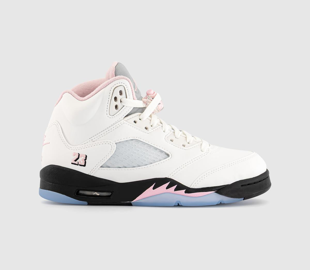 Kids Jordan Air Jordan 5 GS Trainers White Med Soft Pink Black