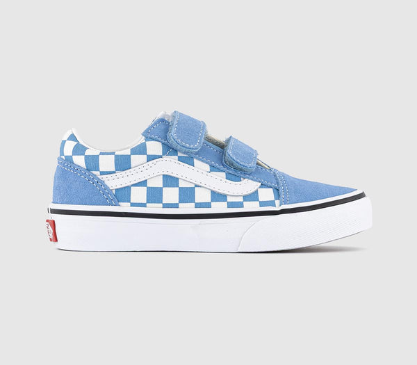 Kids Vans Old Skool Trainers Color Theory Checkerboard Heritage Blue