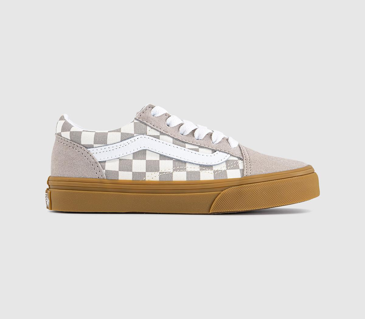 Kids Vans Old Skool Trainers Gum Check Mushroom
