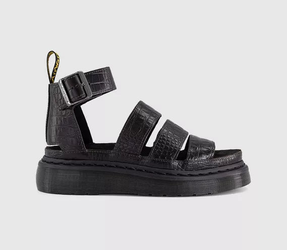 Womens Dr. Martens Clarissa 2 Quad Sandals Dark Brown Analine Croc