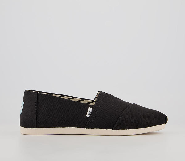 Odd Sizes - Mens Toms Classic Alpargata Black Recycled Cotton Canvas - UK Sizes Right 11/Left 12