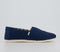 Odd Sizes - Toms Classic Alpargata Slip Ons Navy Recycled Cotton Canvas - UK Sizes Right 8/Left 9