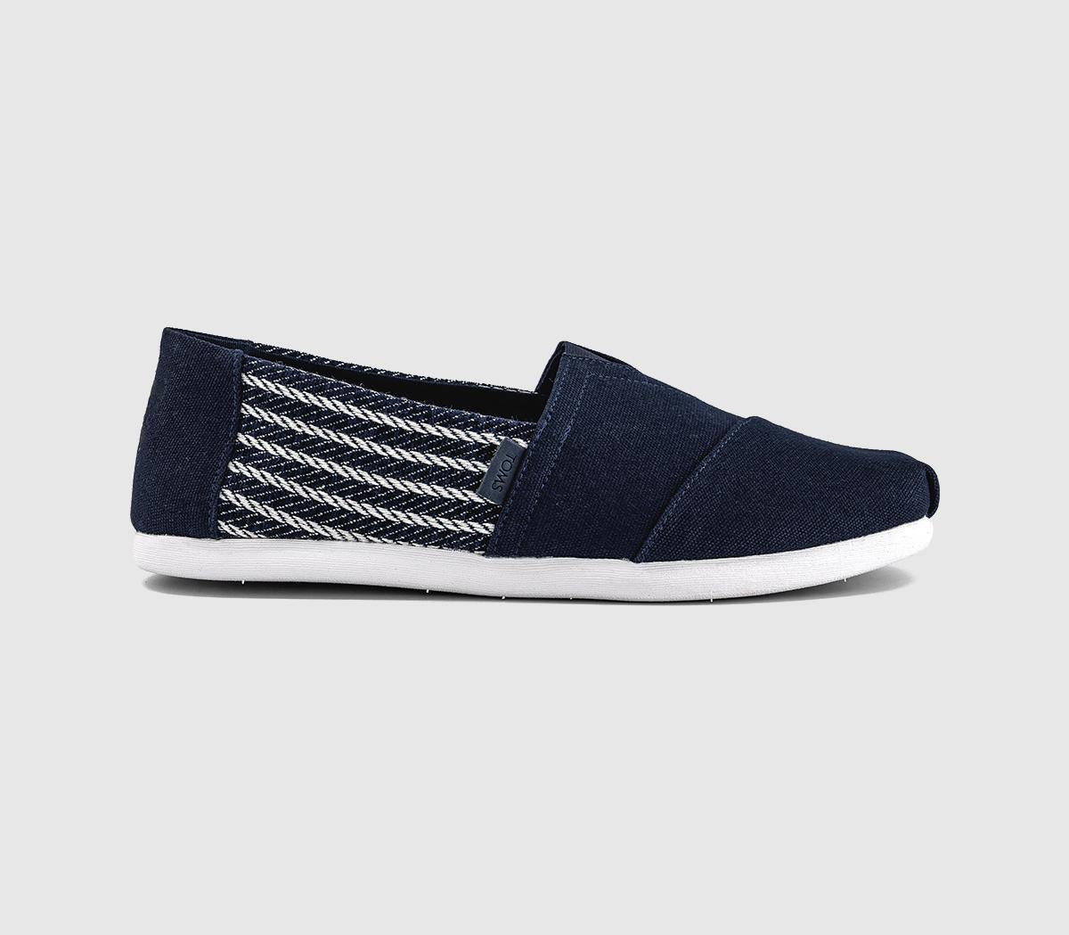 Mens TOMS Classic Alpargata Shoes Navy Nautical Stripe