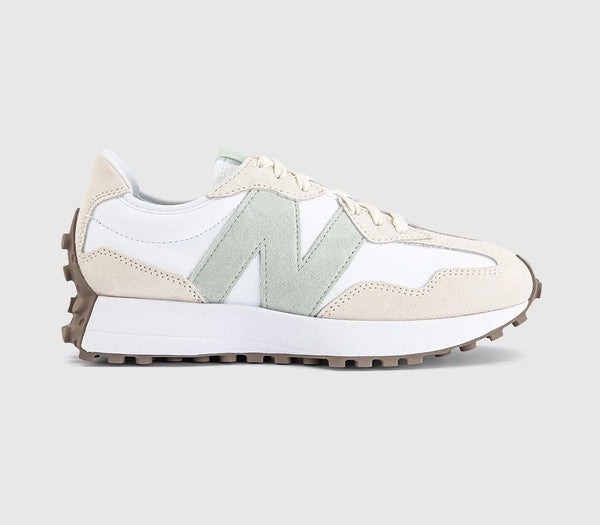 New Balance 327 Trainers Angora White Silver Moss UK Size 4