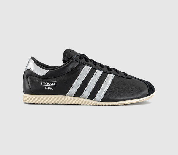 adidas Paris Trainers Core Black Silver Metallic Cream White