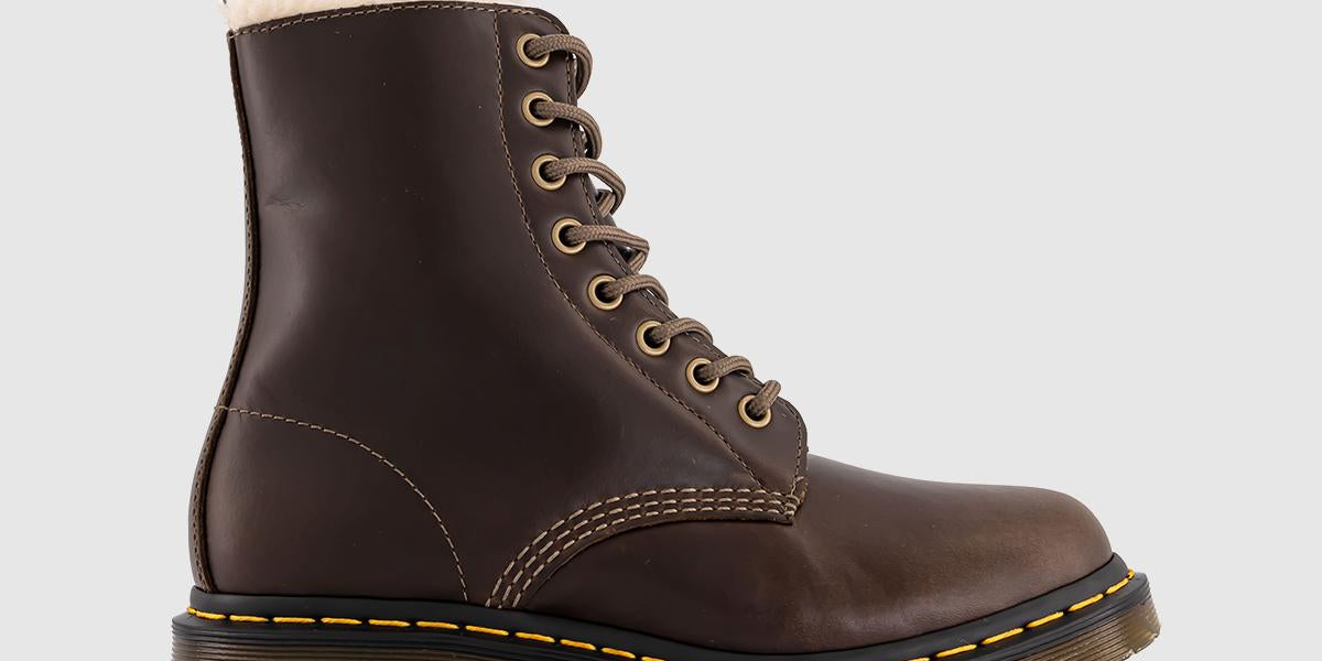 Womens Martens 1460 Serena Fur Lined Boots Dark Khaki Orleans