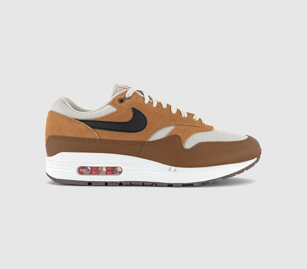 Odd Sizes -  Nike Air Max 1 Trainers Light Bone Black Flax British Tan - UK Sizes Right 9/Left 8