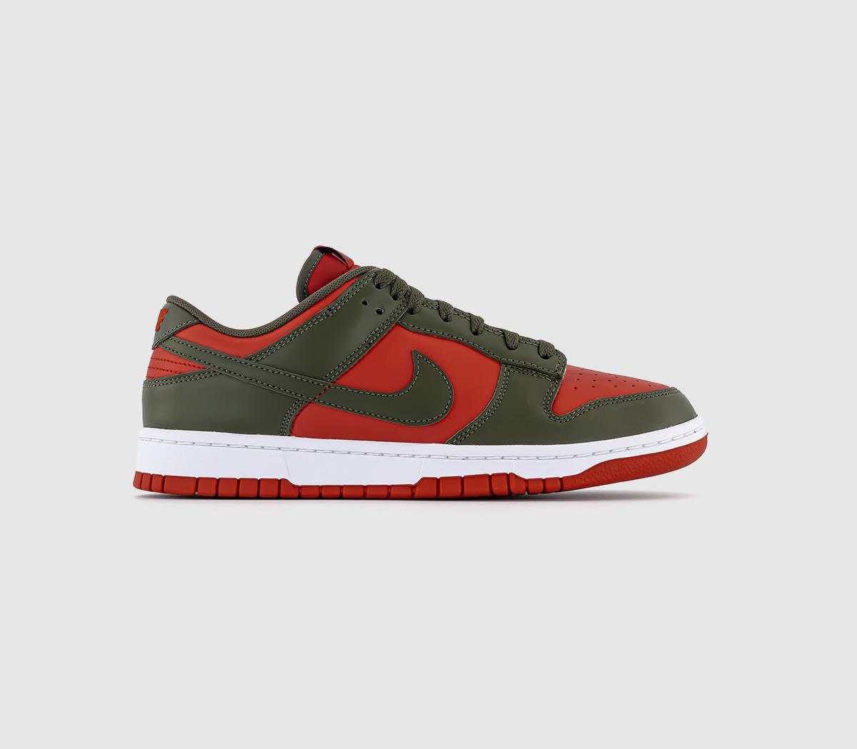 Nike Dunk Low Trainers Mystic Red Cargo Khaki Mystic Red White Cargo Kaha