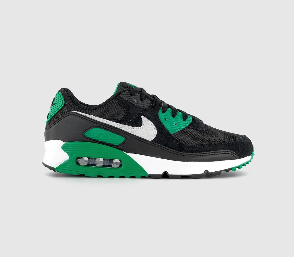 Nike Air Max 90 Trainers Black White Stadium Green