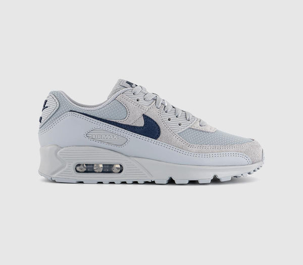 Nike Air Max 90 Trainers Wolf Grey Midnight Navy Wolf Grey UK Size 8