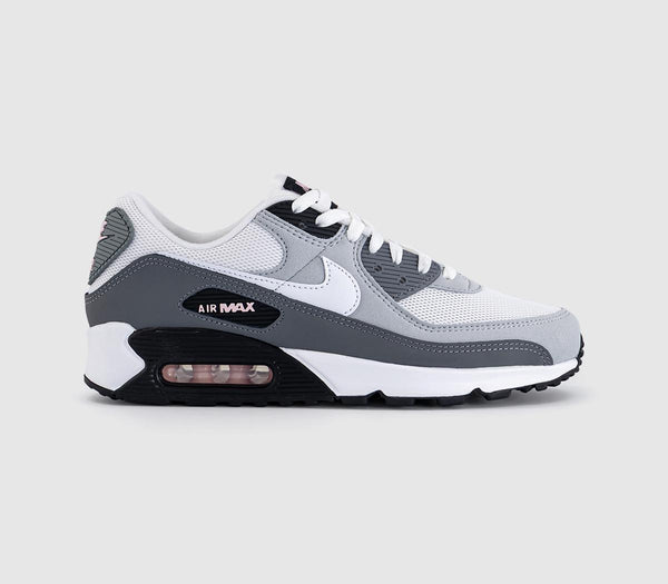 Nike Air Max 90 Trainers Wolf Grey White Pink Foam Smoke Grey Anthracite Bl