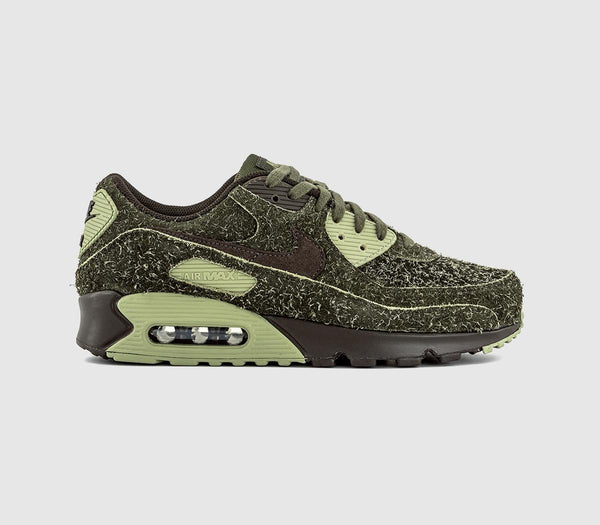  Nike Air Max 90 Trainers Med Olive Cargo Khaki White Uk Size 8