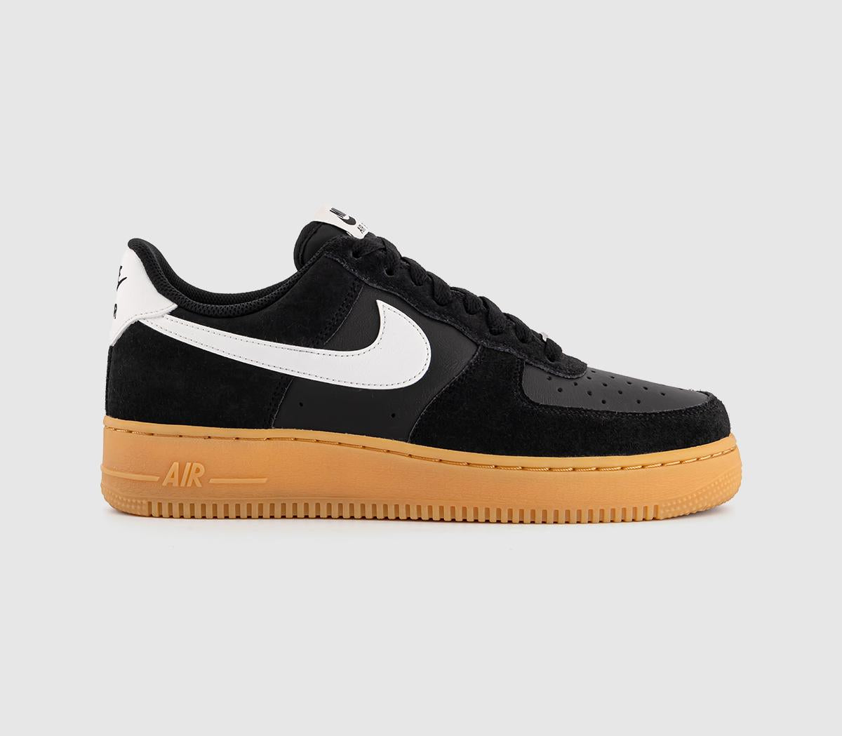 Nike Air Force 1 07 Trainers Black Summit White Gum Light Brown