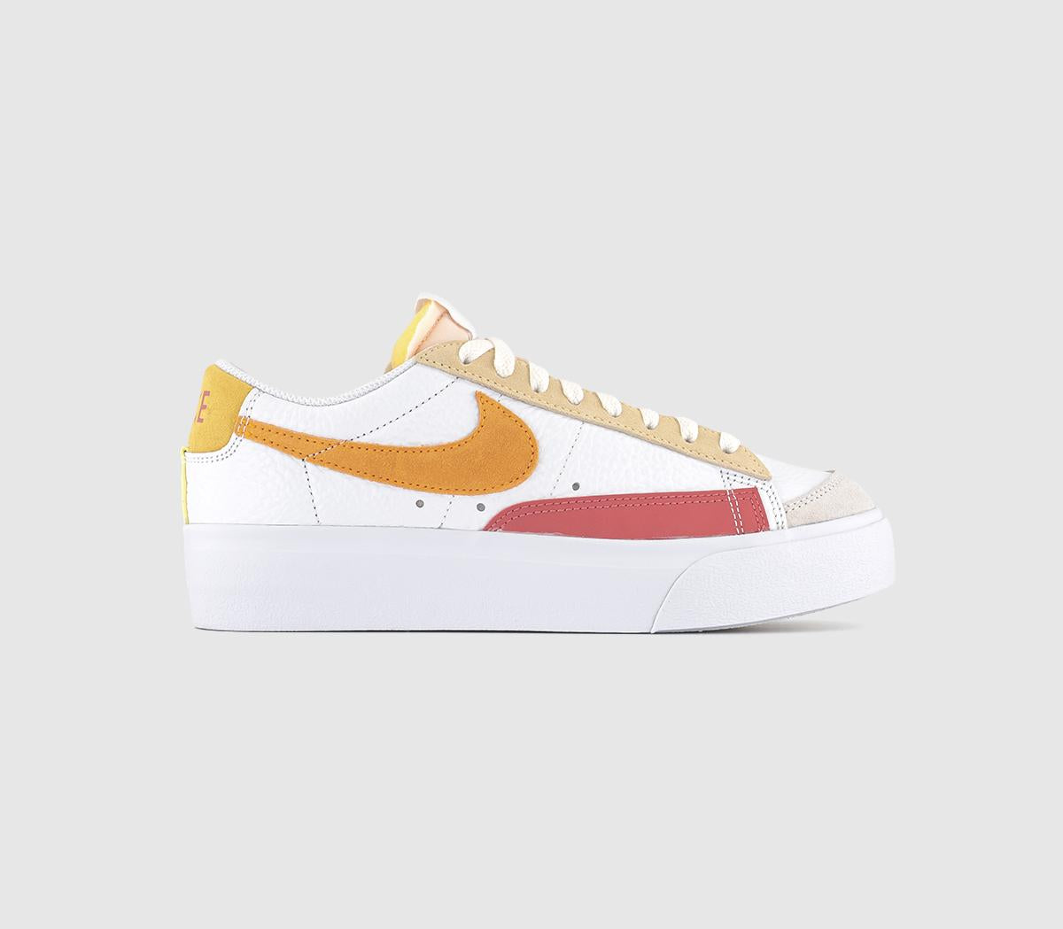 Nike Blazer Low Platform White Vivid Orange Citron Pulse Adobe Uk Size 4