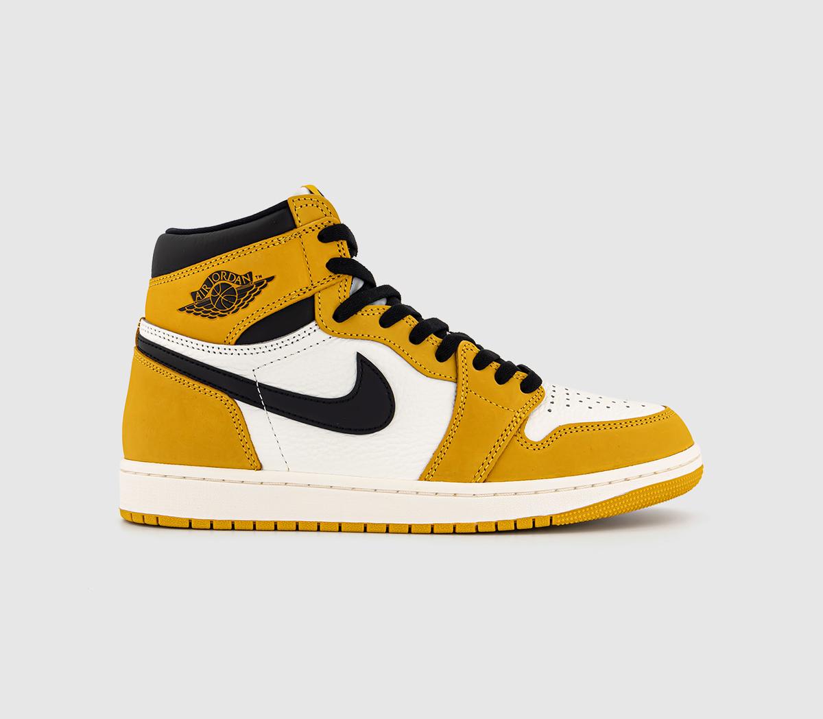 Nike Air Jordan 1 High Yellow Ochre Black Sail Uk Size 8