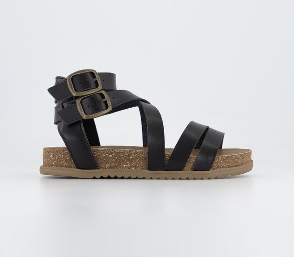 Odd sizes - Womens Blowfish Malibu Fandie Sandals Black Dyecut UK Sizes Right 7/Left 6