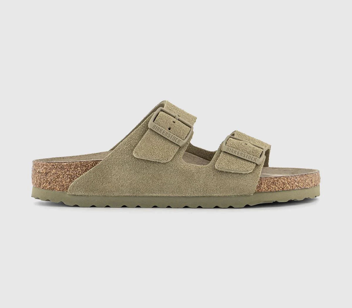 Mens BIRKENSTOCK Arizona Two Strap Sandals Suede Faded Khaki Sfb UK Size 8 EU42