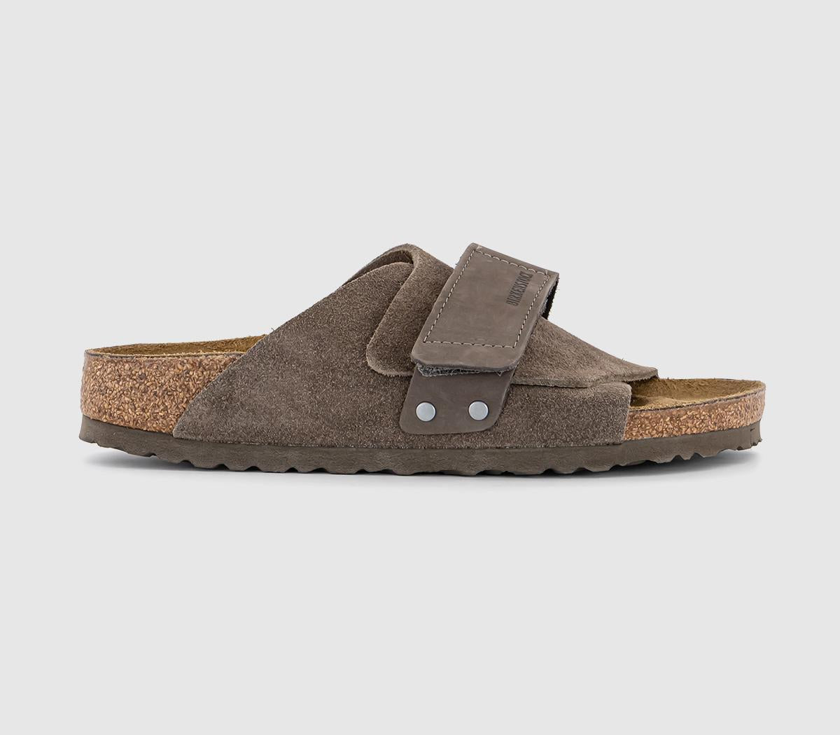 Womens BIRKENSTOCK Kyoto Sandals Concrete Grey Suede