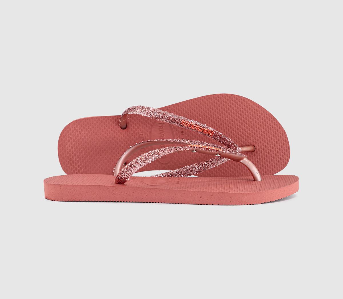 Womens Havaianas Slim Glitter II Flip Flops Canyon Clay
