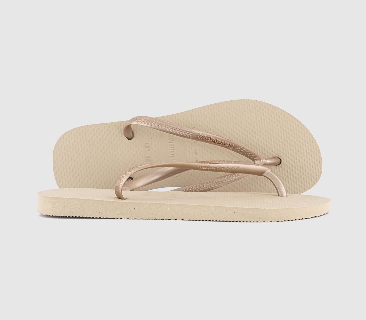 Womens Havaianas Slim Flip Flops Light Golden