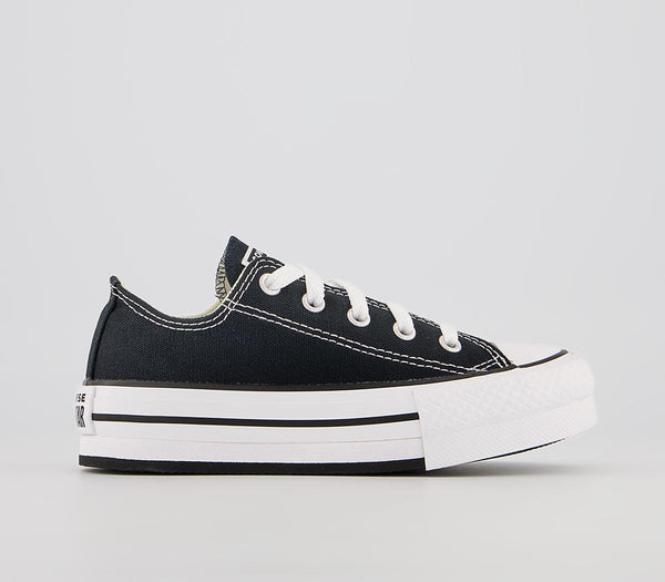 Odd Sizes - Kids Converse All Star Eva Lift Low Youth Black White - UK Sizes Right 2 Youth/Left 1 Youth